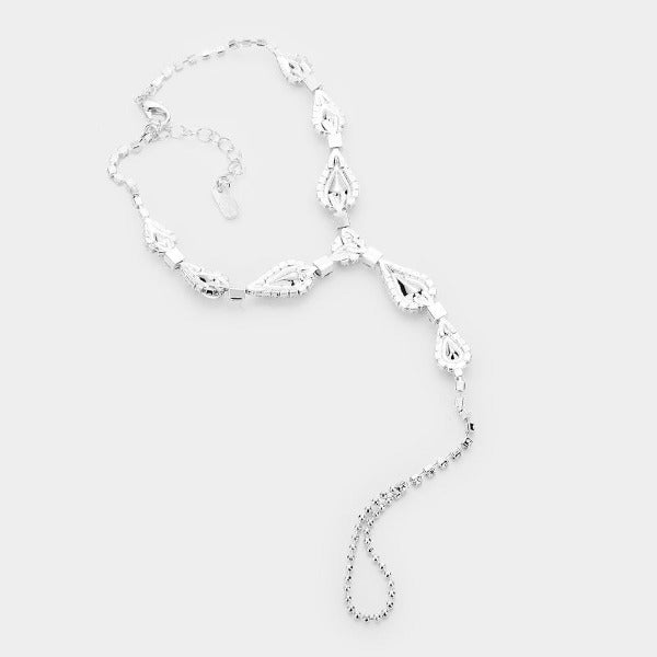 Anklet Crystal Rhinestone Pave Toe Ring - Red