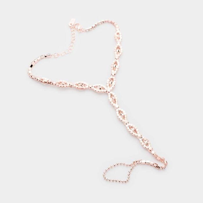 Anklet Marquise Rhinestone Rose Gold Net Toe Ring