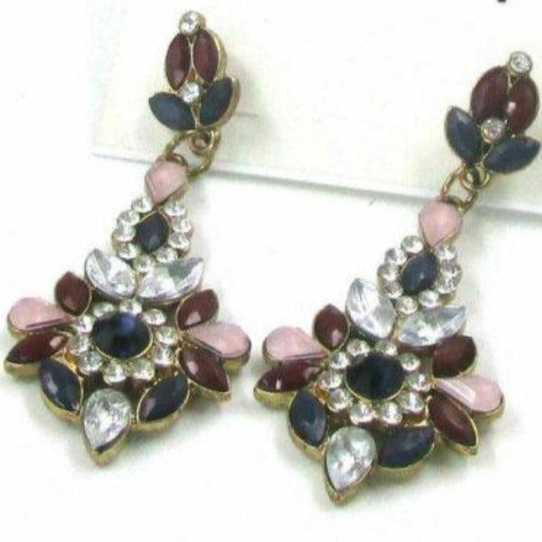 Ann Taylor Loft Multi-Color Crystal Rhinestone Earrings-Earring-SPARKLE ARMAND