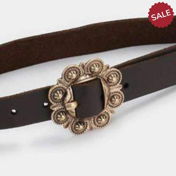 Antique Brown & Gold Buckle Choker & Earring Set-Necklace-SPARKLE ARMAND