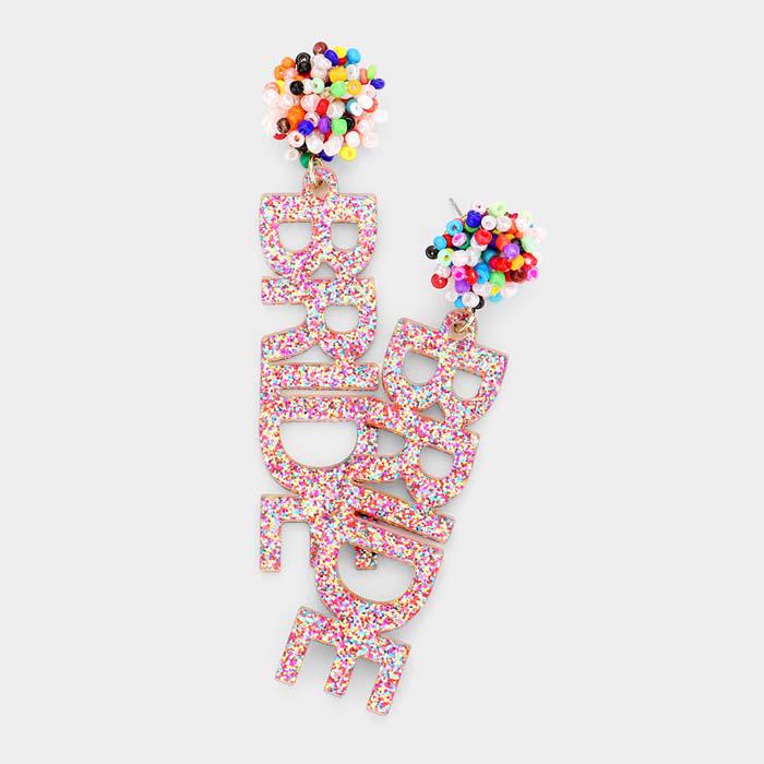 BRIDE Glitter Seed Bead Earrings