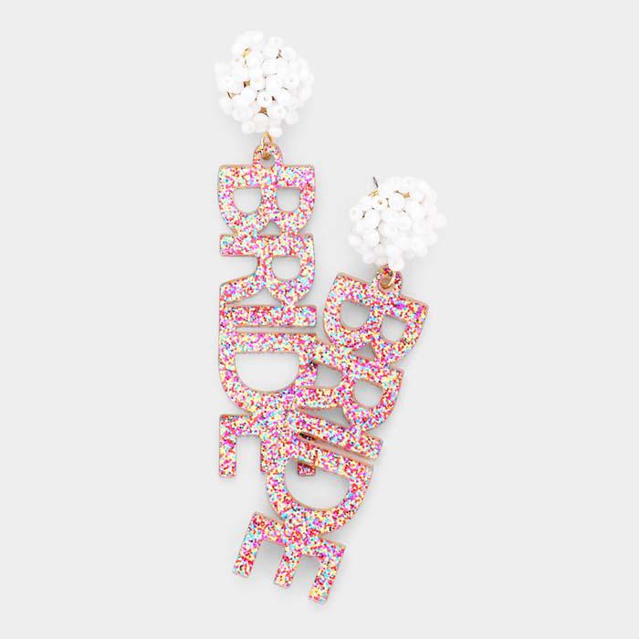 BRIDE Glitter Seed Bead Earrings