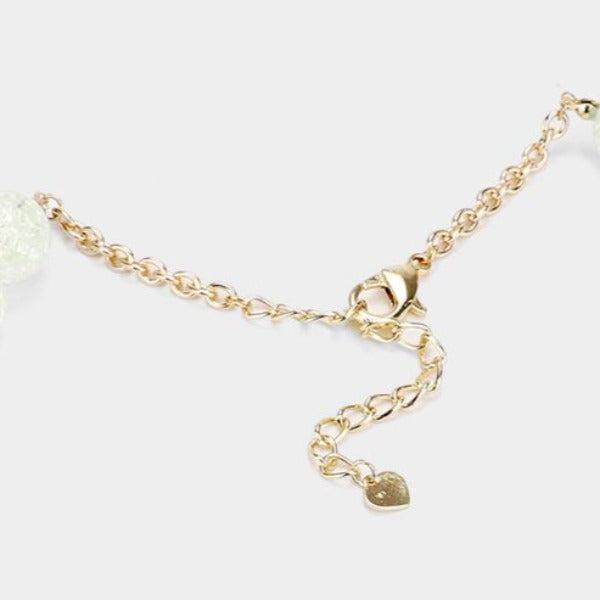 Barely Green Cracked Lucite Bead Ball Necklace & Earring Set-Necklace-SPARKLE ARMAND