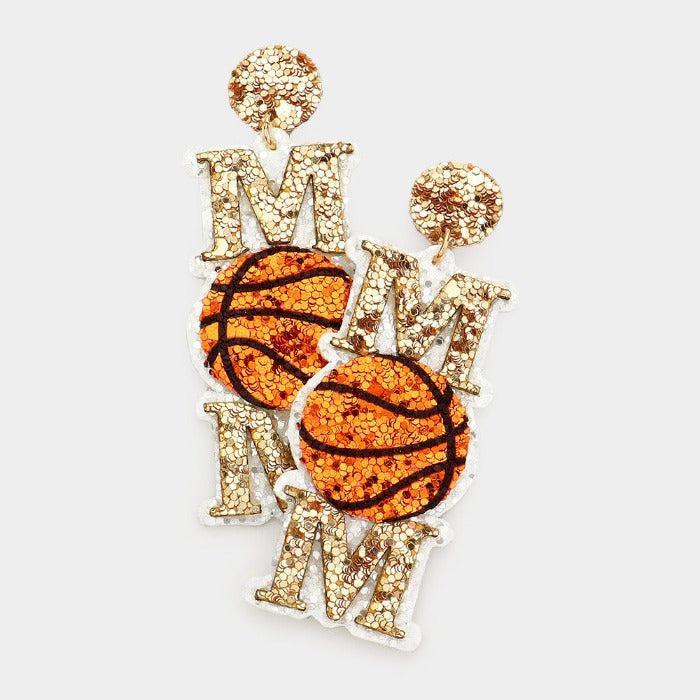 Basketball Mom Sequin Dangle Earrings
