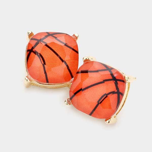Basketball Printed Stone Stud Earrings