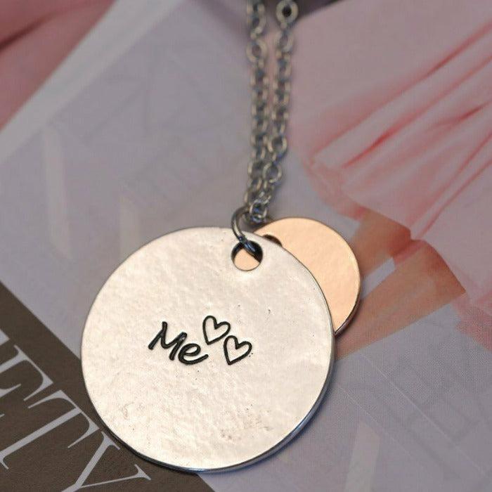 "Be Happy Brave Strong Thankful" Two Tone Necklace