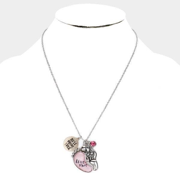 Best Mom Ever Baby Feet Pendant Necklace