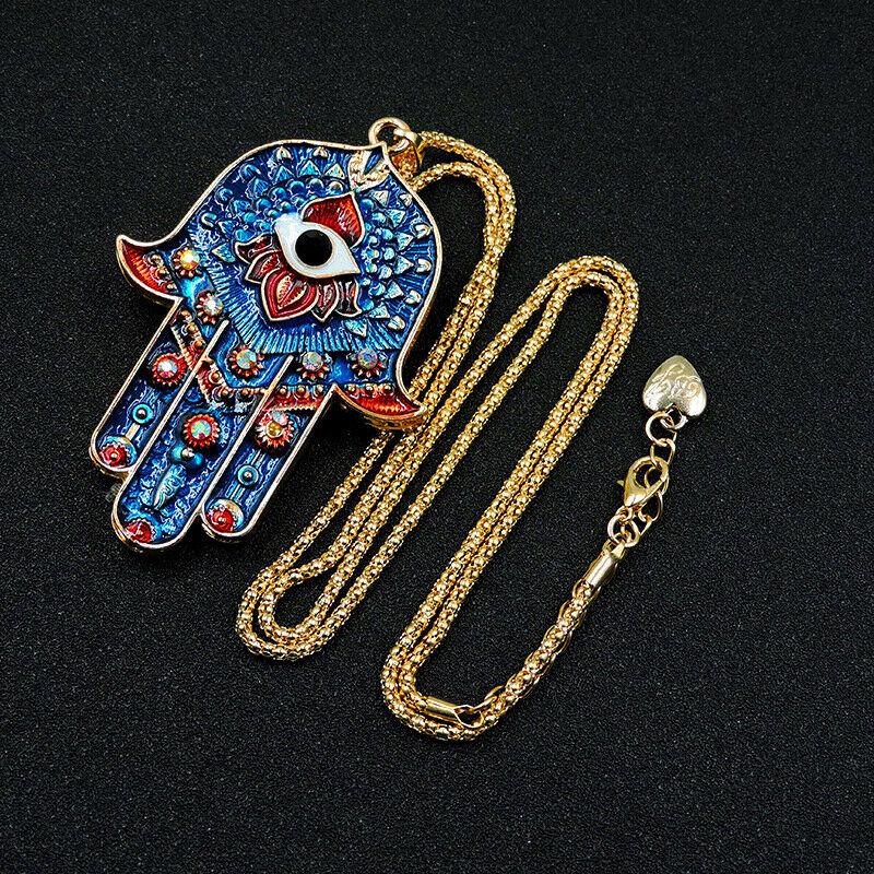 Betsey Johnson Ancient Egypt Eyes Palm Navy Blue Pendant Necklace-Necklace-SPARKLE ARMAND
