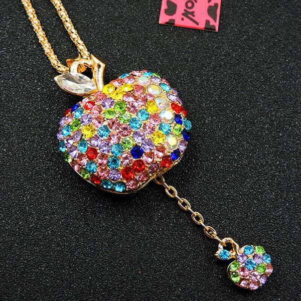 Betsey Johnson Apple Multi-Color Crystal Necklace-Necklace-SPARKLE ARMAND