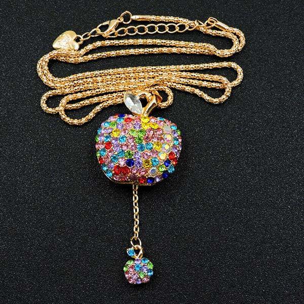 Betsey Johnson Apple Multi-Color Crystal Necklace-Necklace-SPARKLE ARMAND