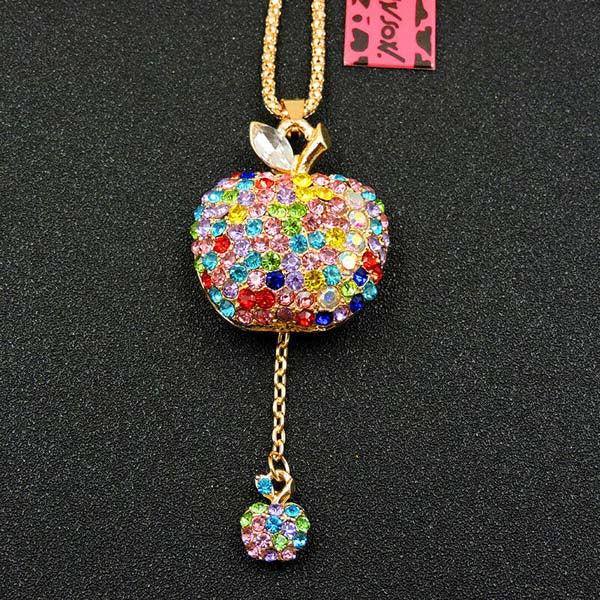 Betsey Johnson Apple Multi-Color Crystal Necklace-Necklace-SPARKLE ARMAND