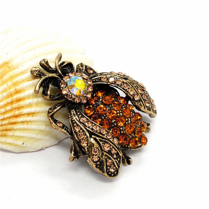 Betsey Johnson Bee Honeybee Champagne Inlaid Crystals Brooch Pin-Brooch-SPARKLE ARMAND