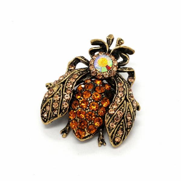Betsey Johnson Bee Honeybee Champagne Inlaid Crystals Brooch Pin-Brooch-SPARKLE ARMAND