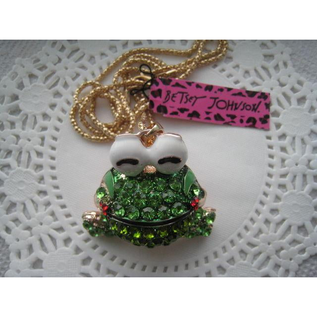 Betsey Johnson Big Eyed Frog Moving Legs Gold Necklace-Necklace-SPARKLE ARMAND
