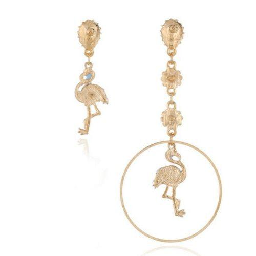 Betsey Johnson Blue Flamingo Crystal Mismatch Earrings-Earring-SPARKLE ARMAND