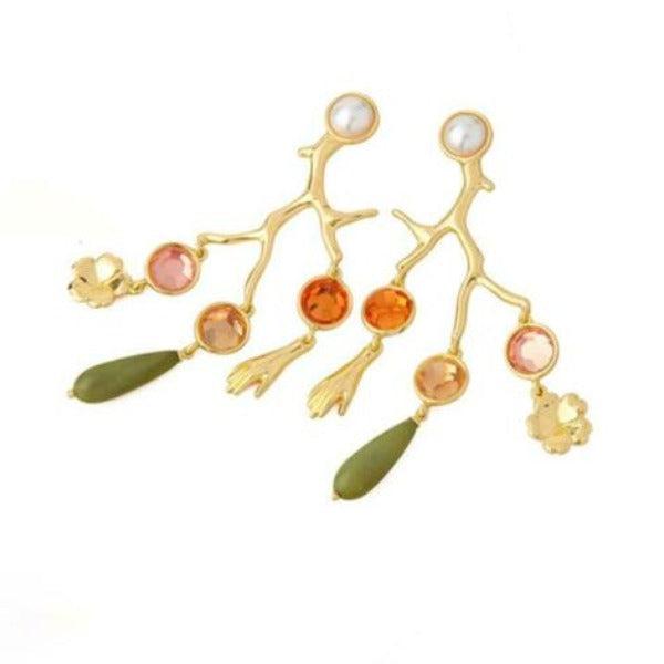 Betsey Johnson Branches With Hands Flower Earrings-Earring-SPARKLE ARMAND