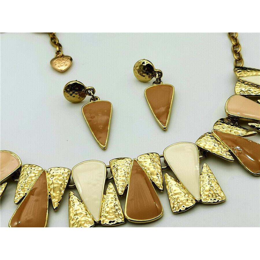 Betsey Johnson Brown White Gold Necklace & Earrings Set-Necklace-SPARKLE ARMAND