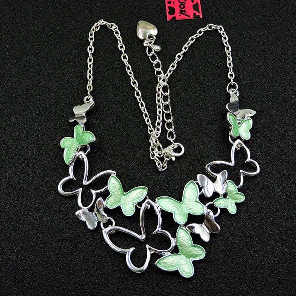 Betsey Johnson Butterfly Green & Silver Necklace-Necklace-SPARKLE ARMAND