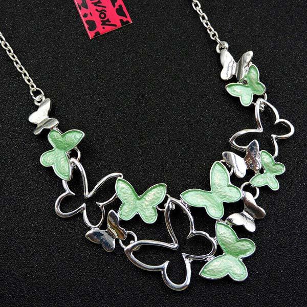 Betsey Johnson Butterfly Green & Silver Necklace-Necklace-SPARKLE ARMAND