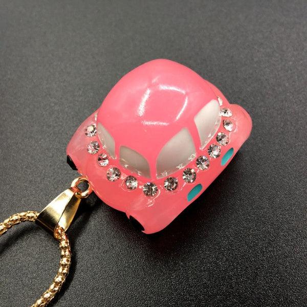 Betsey Johnson Car Pink Resin Enamel Crystal Necklace-Necklace-SPARKLE ARMAND