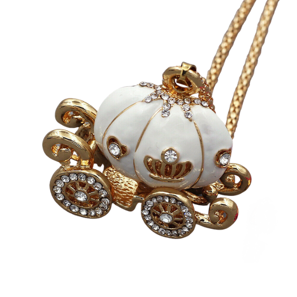 Betsey Johnson Carriage White Enamel Pendant Necklace-Necklace-SPARKLE ARMAND