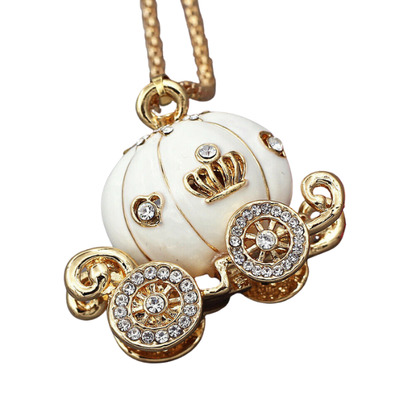 Betsey Johnson Carriage White Enamel Pendant Necklace-Necklace-SPARKLE ARMAND