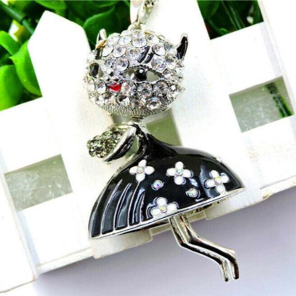 Betsey Johnson Cat Wearing Flower Skirt Pendant Necklace-Necklace-SPARKLE ARMAND