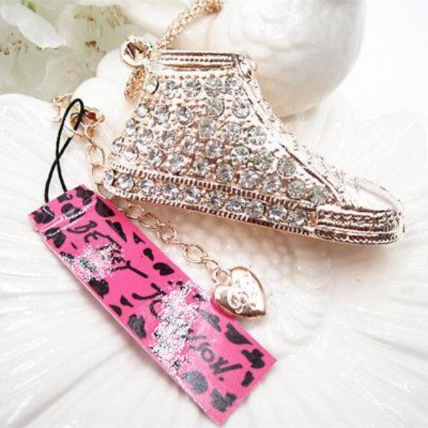 Betsey Johnson Clear Rhinestone High Top Tennis Shoe Chain Necklace-Necklace-SPARKLE ARMAND