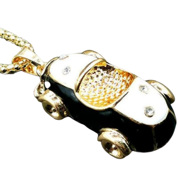 Betsey Johnson Convertible Car Black Enamel Pendant Necklace-Necklace-SPARKLE ARMAND