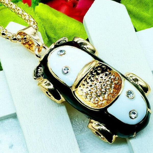Betsey Johnson Convertible Car Black Enamel Pendant Necklace-Necklace-SPARKLE ARMAND