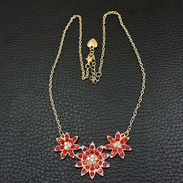 Betsey Johnson Dainty Flower Red Crystal Necklace-Necklace-SPARKLE ARMAND