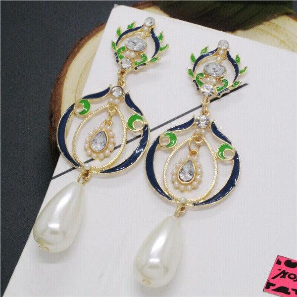 Betsey Johnson Elegant Faux Pearl Evening Earrings-Earring-SPARKLE ARMAND