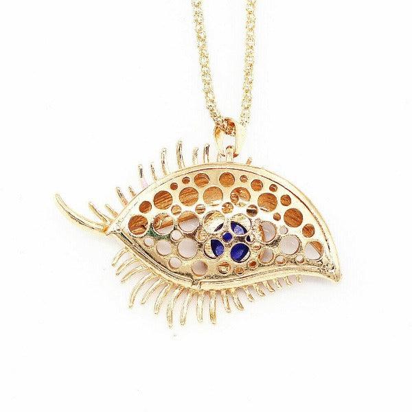Betsey Johnson Evil Eye Rhinestone Gold Necklace-Necklace-SPARKLE ARMAND