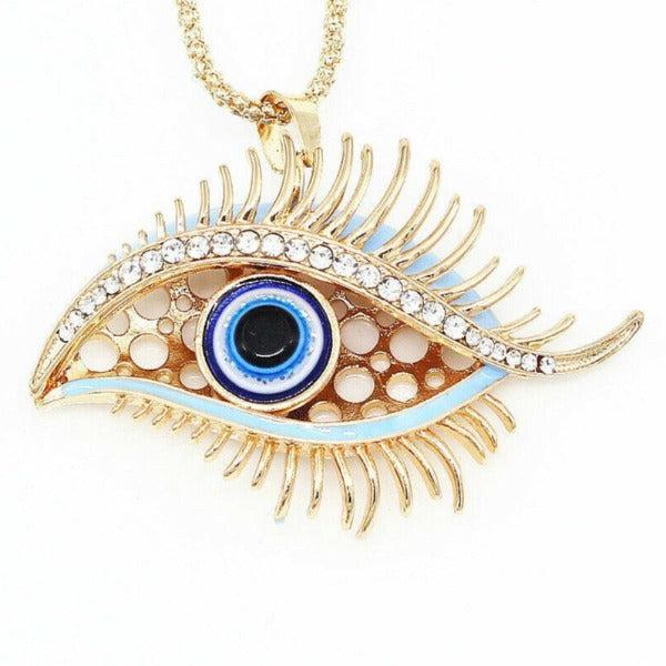Betsey Johnson Evil Eye Rhinestone Gold Necklace-Necklace-SPARKLE ARMAND