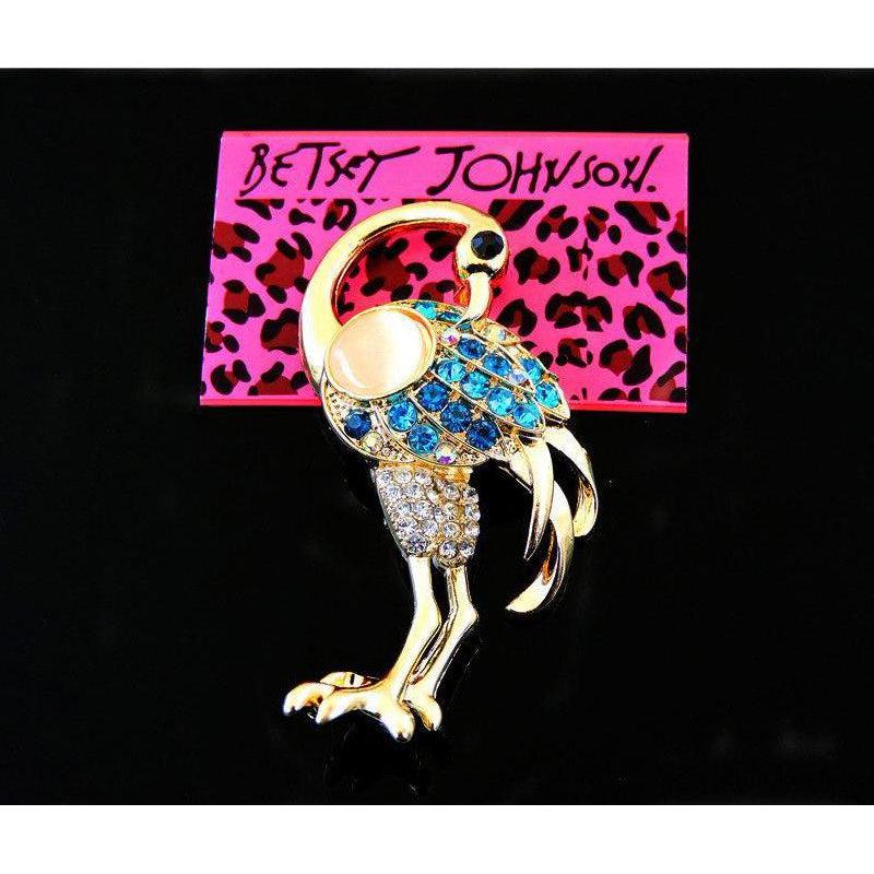 Betsey Johnson Flamingo Rhinestone Brooch Pin-Brooch-SPARKLE ARMAND