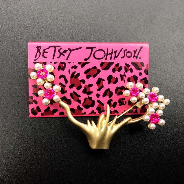 Betsey Johnson Flower Tree Faux Pearl Pink Enamel Brooch Pin-Brooch-SPARKLE ARMAND