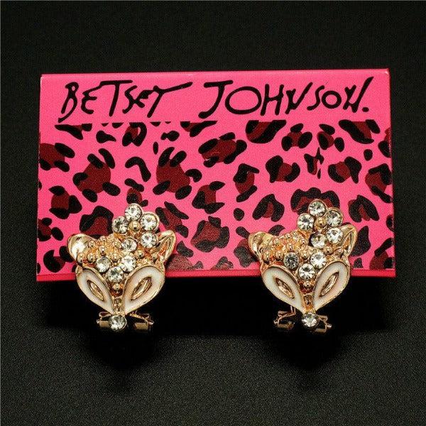 Betsey Johnson Fox Rhinestone Gold Earrings-Earring-SPARKLE ARMAND