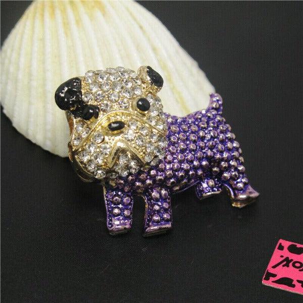 Betsey Johnson French Bulldog Dog Purple Crystal Brooch Pin-Brooch-SPARKLE ARMAND