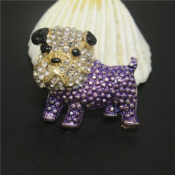 Betsey Johnson French Bulldog Dog Purple Crystal Brooch Pin-Brooch-SPARKLE ARMAND
