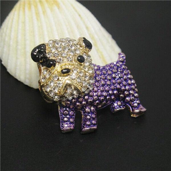 Betsey Johnson French Bulldog Dog Purple Crystal Brooch Pin-Brooch-SPARKLE ARMAND