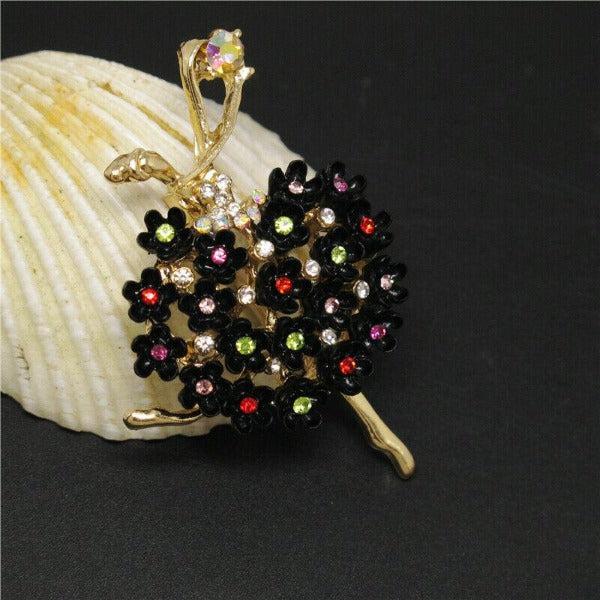 Betsey Johnson Girl Dancer Flower Dress Rhinestone Brooch Pin-Brooch-SPARKLE ARMAND