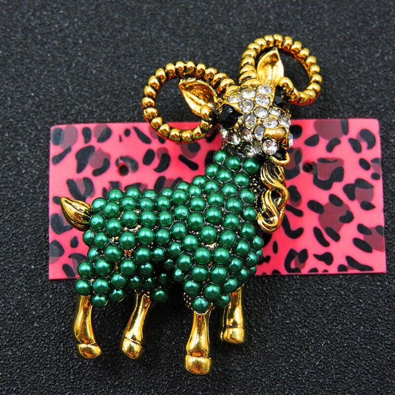 Betsey Johnson Goat Blue Tiny Faux Pearl Brooch Pin-Brooch-SPARKLE ARMAND