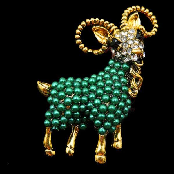 Betsey Johnson Goat Blue Tiny Faux Pearl Brooch Pin-Brooch-SPARKLE ARMAND