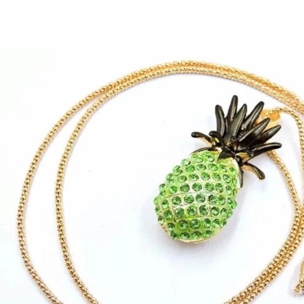 Betsey Johnson Green & Black Pineapple Gold Necklace-Necklace-SPARKLE ARMAND