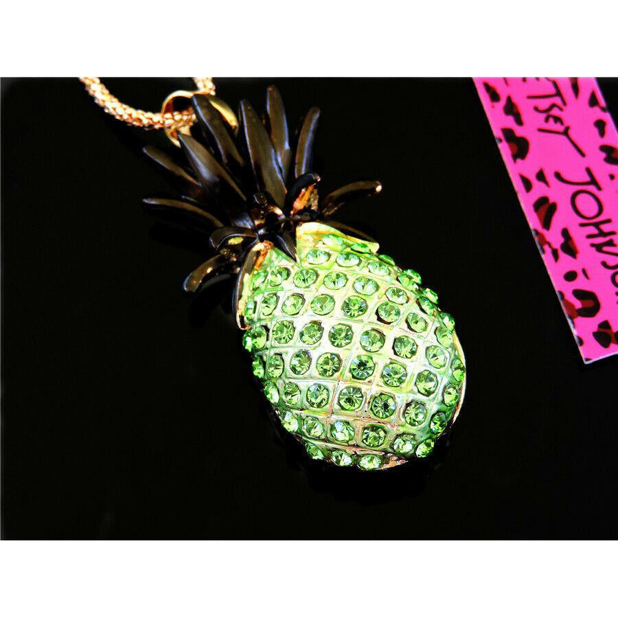 Betsey Johnson Green & Black Pineapple Gold Necklace-Necklace-SPARKLE ARMAND