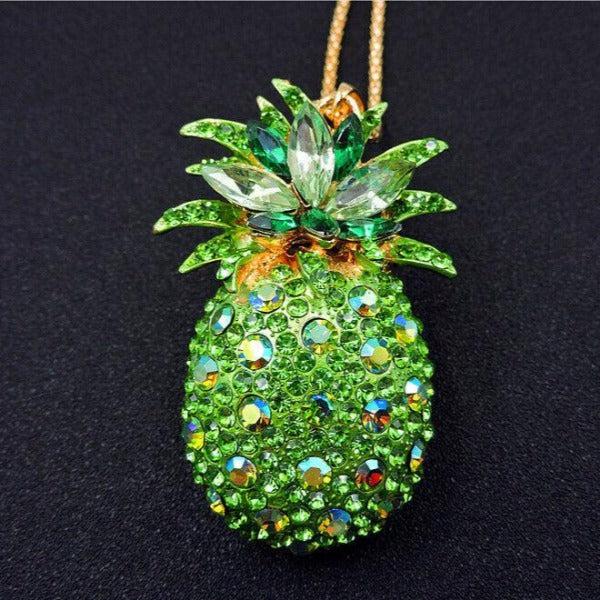Betsey Johnson Green Crystal Pineapple Gold Pendant Necklace-Necklace-SPARKLE ARMAND