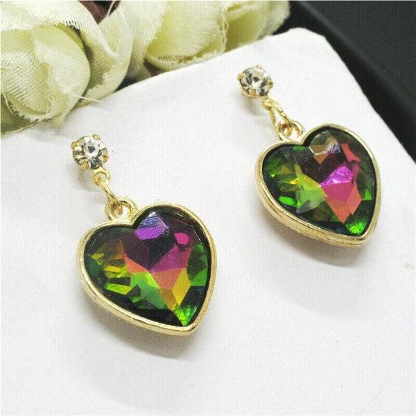 Betsey Johnson Heart Multi-Color Crystal Earrings-Earring-SPARKLE ARMAND