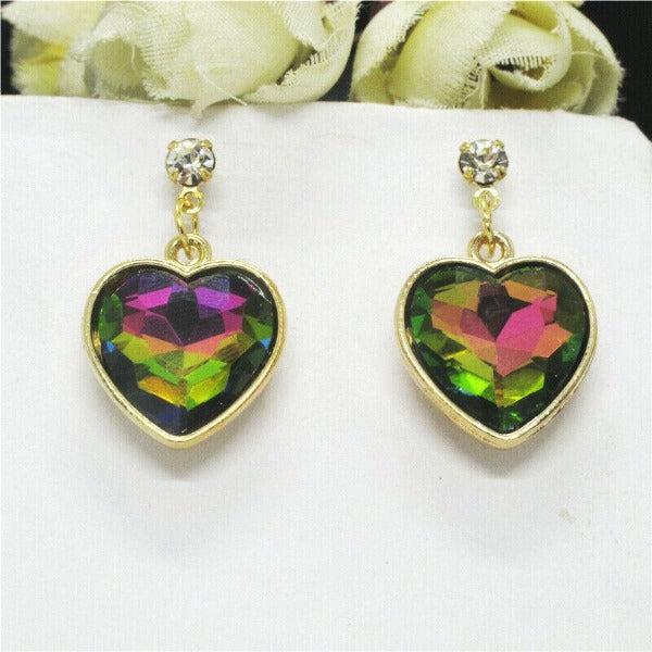 Betsey Johnson Heart Multi-Color Crystal Earrings-Earring-SPARKLE ARMAND