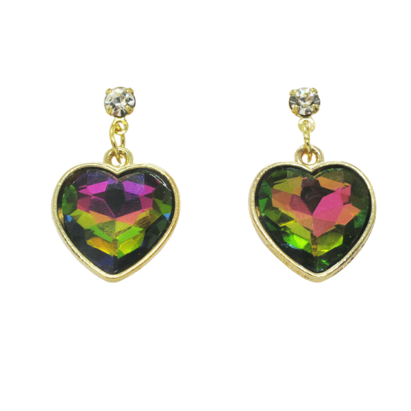 Betsey Johnson Heart Multi-Color Crystal Earrings-Earring-SPARKLE ARMAND