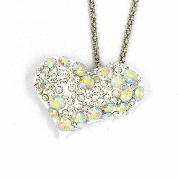 Betsey Johnson Heart White Crystal Gold Necklace-Necklace-SPARKLE ARMAND